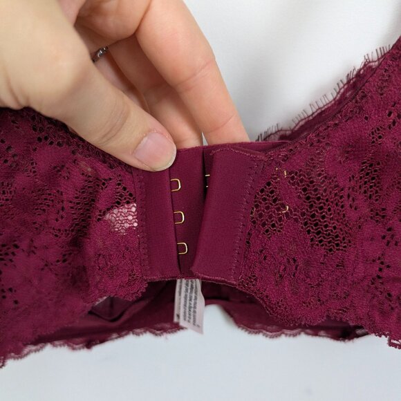 Victoria's Secret | Burgundy Lace Dream Angels Unlined Underwire Bra Size 36DD - Picture 2 of 8